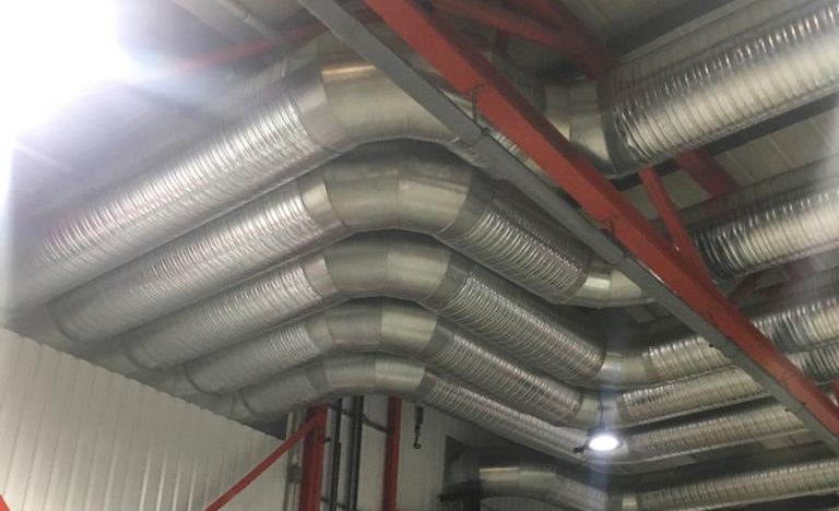 inside industrial warehouse extraction and ventilation system